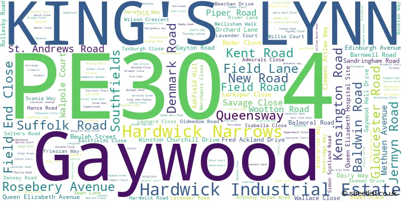 A word cloud for the PE30 4 postcode